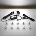 Lighting kit with 18mm white LED bulbs and power adapter on a gray surface