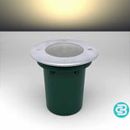 Warm white LED in ground light fixture on a gray background
