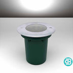 White LED in ground light fixture on a gray background