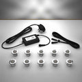 Domed lighting kit with 30mm white LED bulbs and power adapter on a gray surface