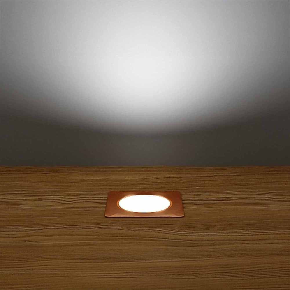 30mm Copper Square Decking Plinth Lights - White
