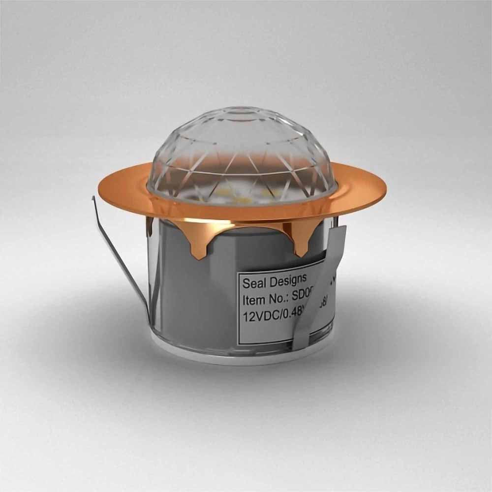 45mm Copper Crystal Dome Decking Plinth Lights - Warm White